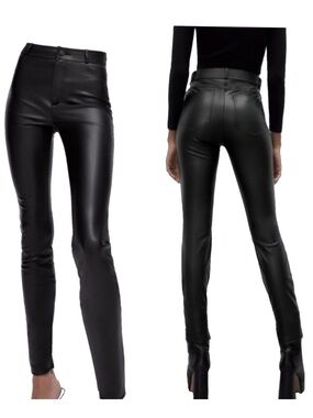 Zara Black Faux Leather Skinny Jeans